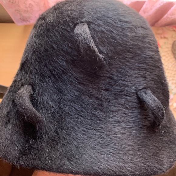 Vintage M’sieu Leon Black CLOCHE Felt Fur Mohair Hat Duchesse Lustra Loleil - Picture 6 of 11